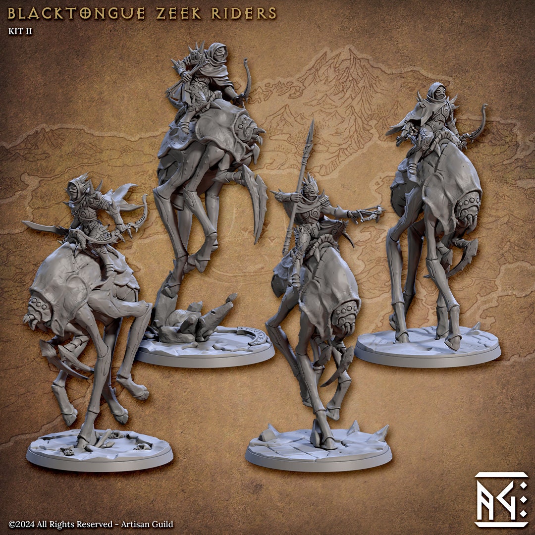 Blacktongue Zeek Riders | Large | Blacktongue Assassins | Artisan Guild | Dungeons and Dragons | TTRPG | 8k Quality