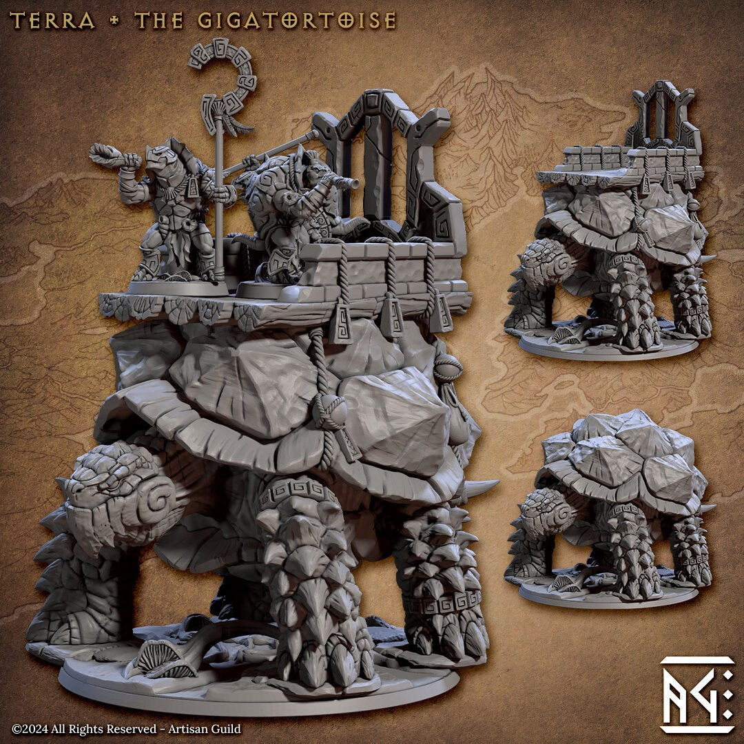 Terra the Giga Tortoise | Huge | 32mm | Artisan Guild | Jadeshell Turtlekin | Dungeons and Dragons | TTRPG | Resin Miniature