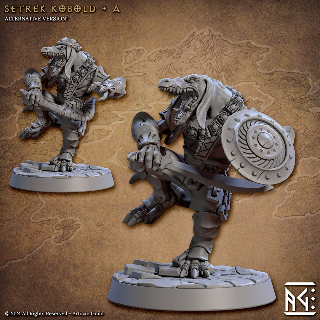 Setrek Kobolds | Medium | 32mm | Raid at the Temple of Ifrit | Artisan Guild | TTRPG | Kobolds | Dungeons and Dragons | Pathfinder