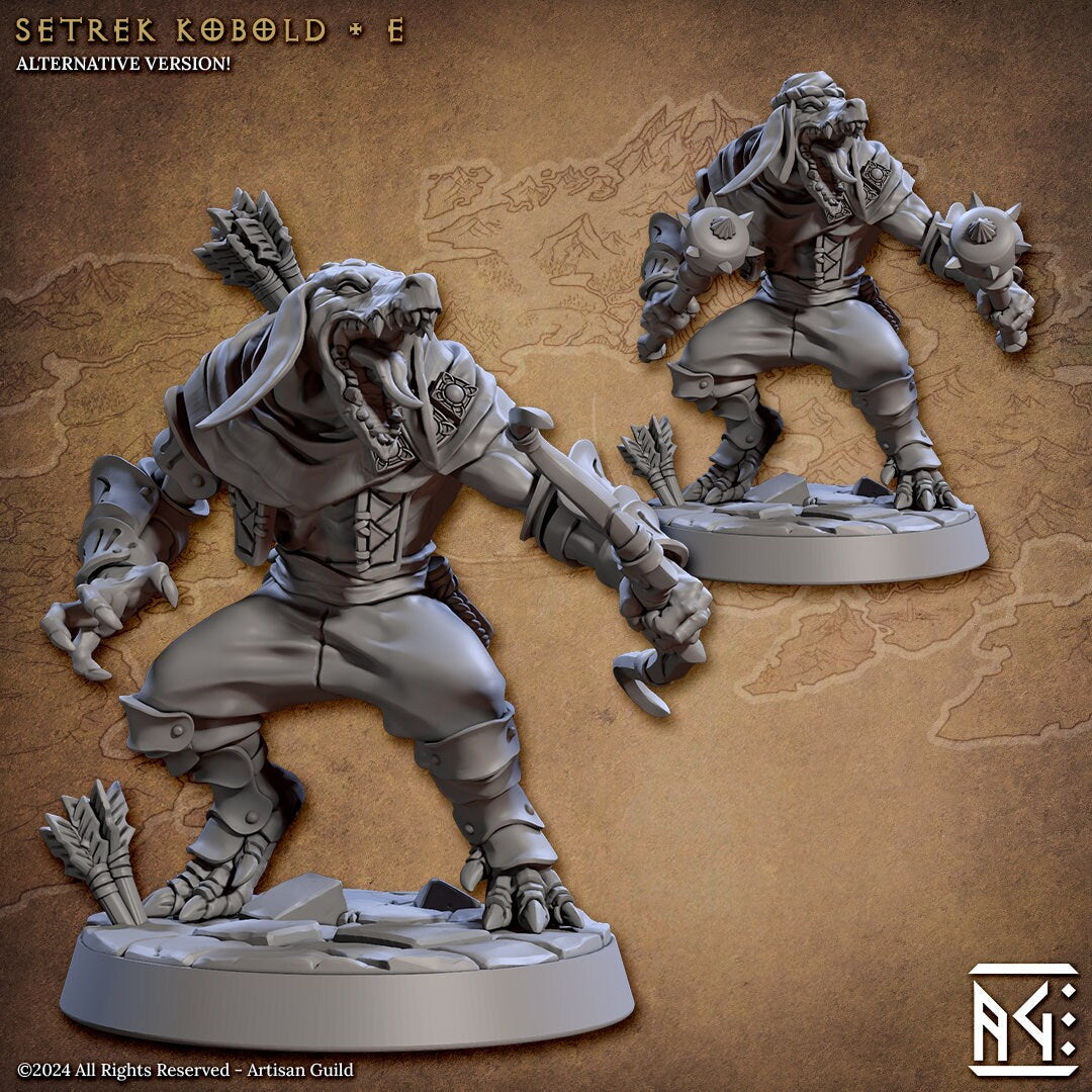 Setrek Kobolds | Medium | 32mm | Raid at the Temple of Ifrit | Artisan Guild | TTRPG | Kobolds | Dungeons and Dragons | Pathfinder