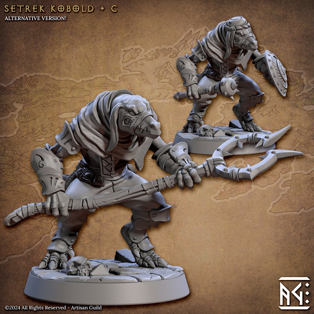 Setrek Kobolds | Medium | 32mm | Raid at the Temple of Ifrit | Artisan Guild | TTRPG | Kobolds | Dungeons and Dragons | Pathfinder