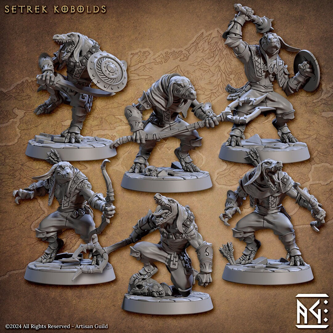 Setrek Kobolds | Medium | 32mm | Raid at the Temple of Ifrit | Artisan Guild | TTRPG | Kobolds | Dungeons and Dragons | Pathfinder