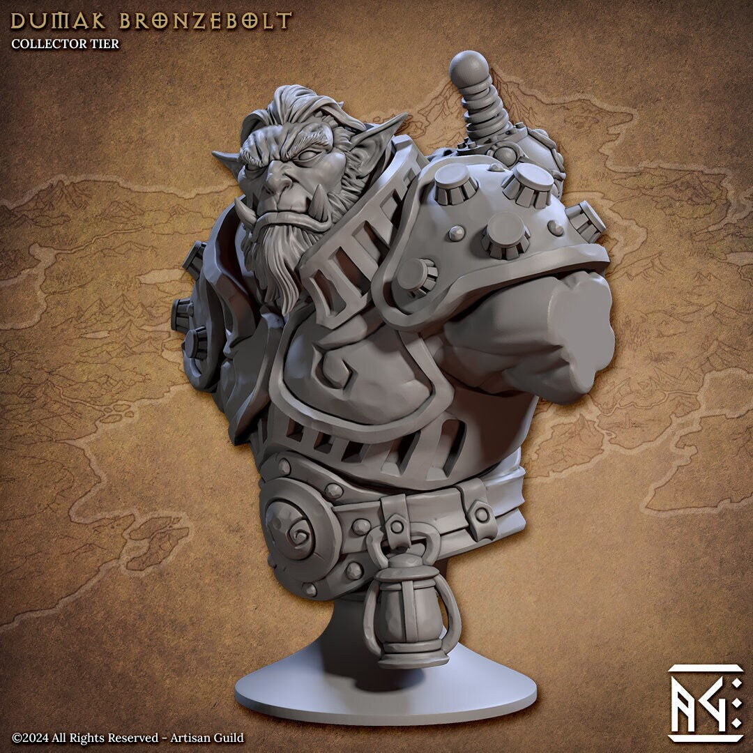 Dumak Bronzebolt | Bust | Raid at the Temple of Ifrit | Artisan Guild | TTRPG | Demon Hunters | Tiefling | Dungeons and Dragons | Pathfinder