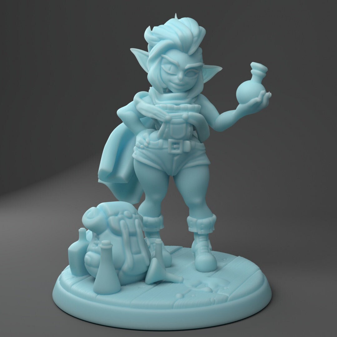 Goldie the Goblin Alchemist | 32mm | Medium | Dungeons and Dragons | TTRPG | Twin Goddess Miniatures