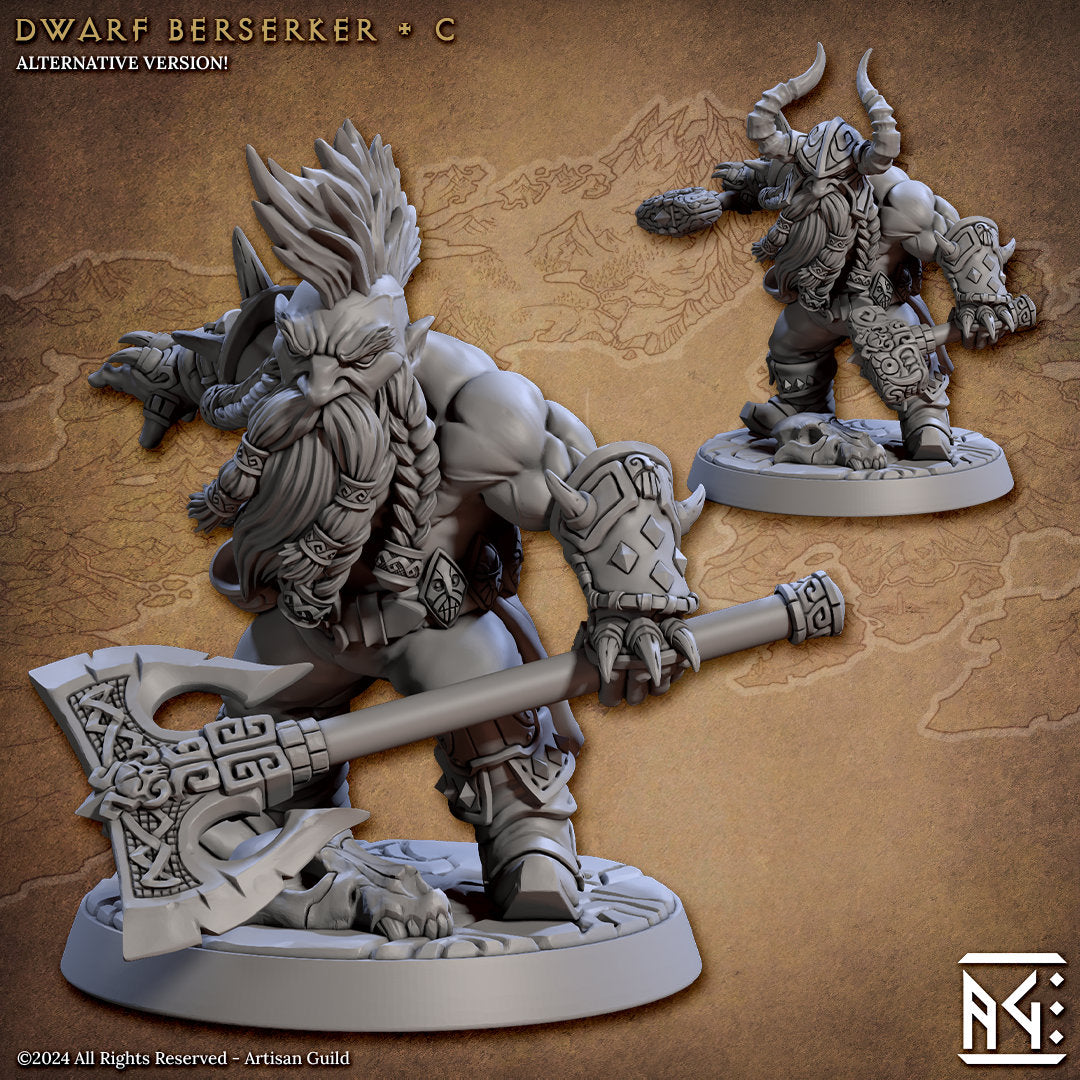 Dwarven Berserkers | Medium | 32mm | The Quest for Goldvein | Artisan Guild | Dungeons and Dragons | Slayer | Hero Character