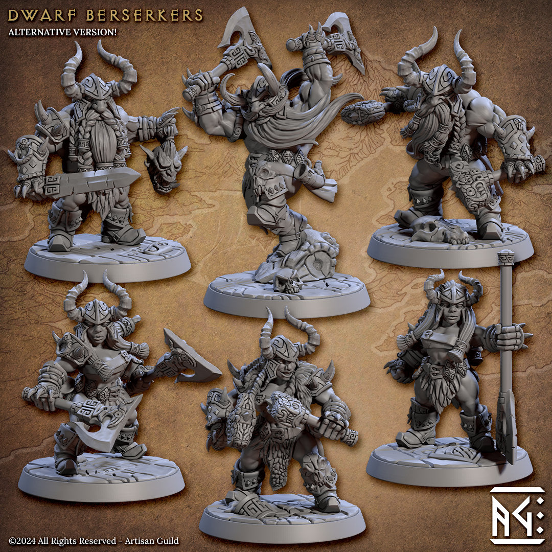 Dwarven Berserkers | Medium | 32mm | The Quest for Goldvein | Artisan Guild | Dungeons and Dragons | Slayer | Hero Character