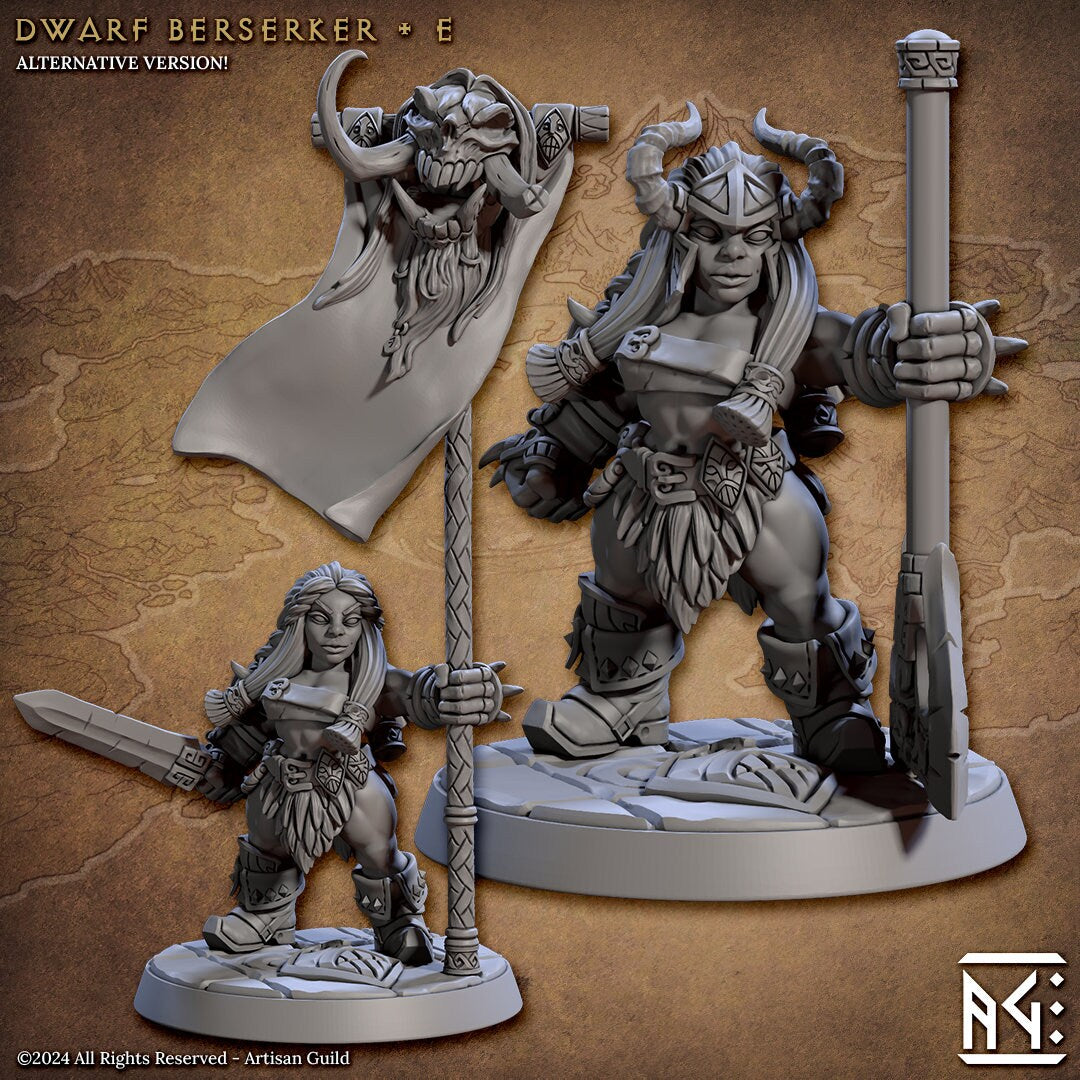 Dwarven Berserkers | Medium | 32mm | The Quest for Goldvein | Artisan Guild | Dungeons and Dragons | Slayer | Hero Character
