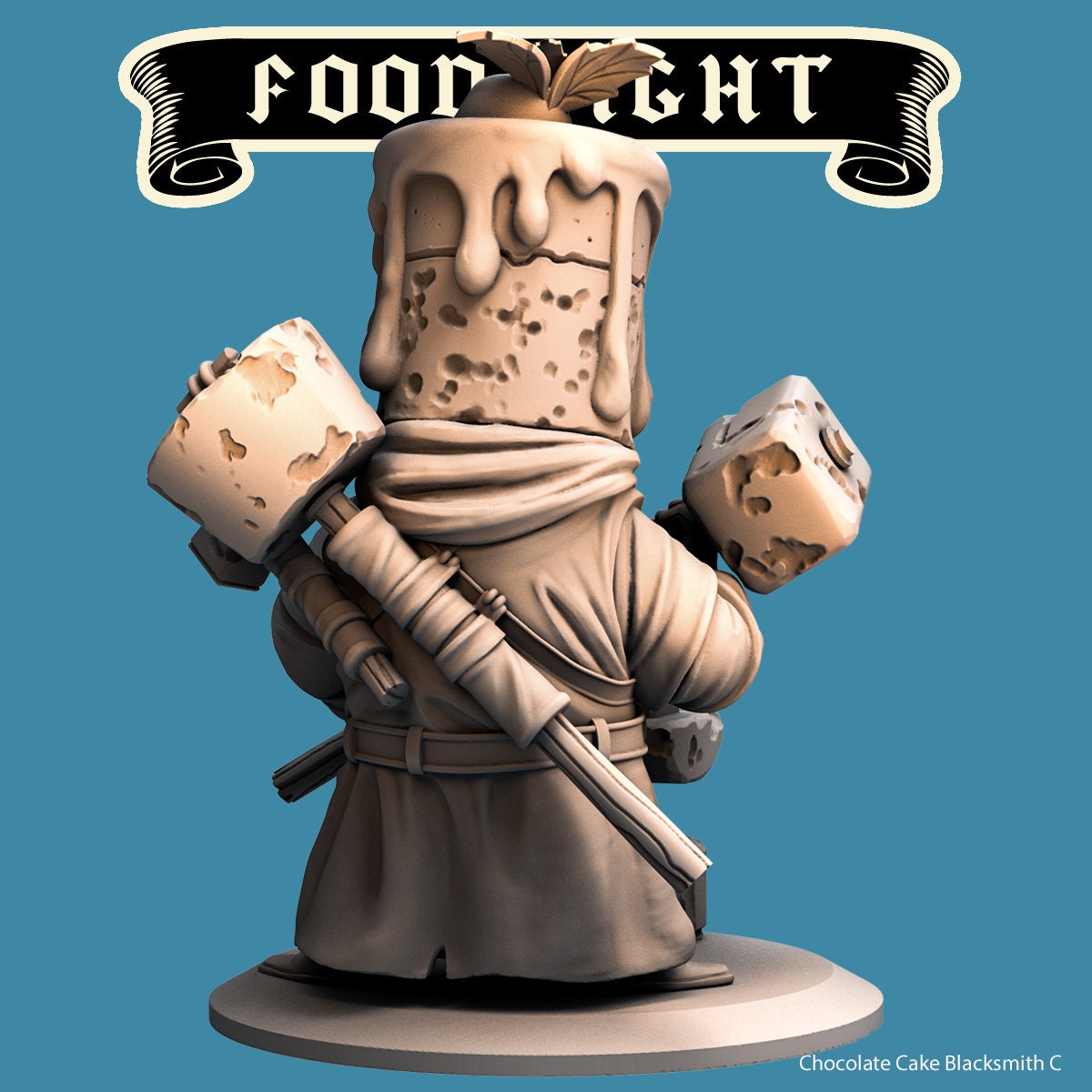 Chocolate Cake Blacksmith | Food Fight | 32mm or 75mm Scale | Dungeons and Dragons | Suitable for Children Games