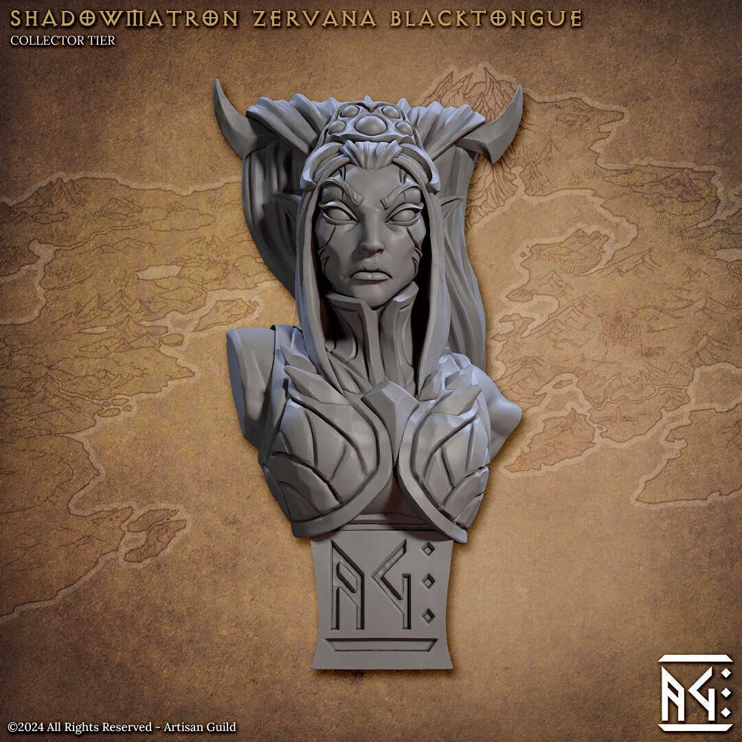 Shadowmatron Zervana Blacktongue | Bust | Dark Elf Assassin | Drow | Artisan Guild | TTRPG | Dungeons and Dragons | Pathfinder