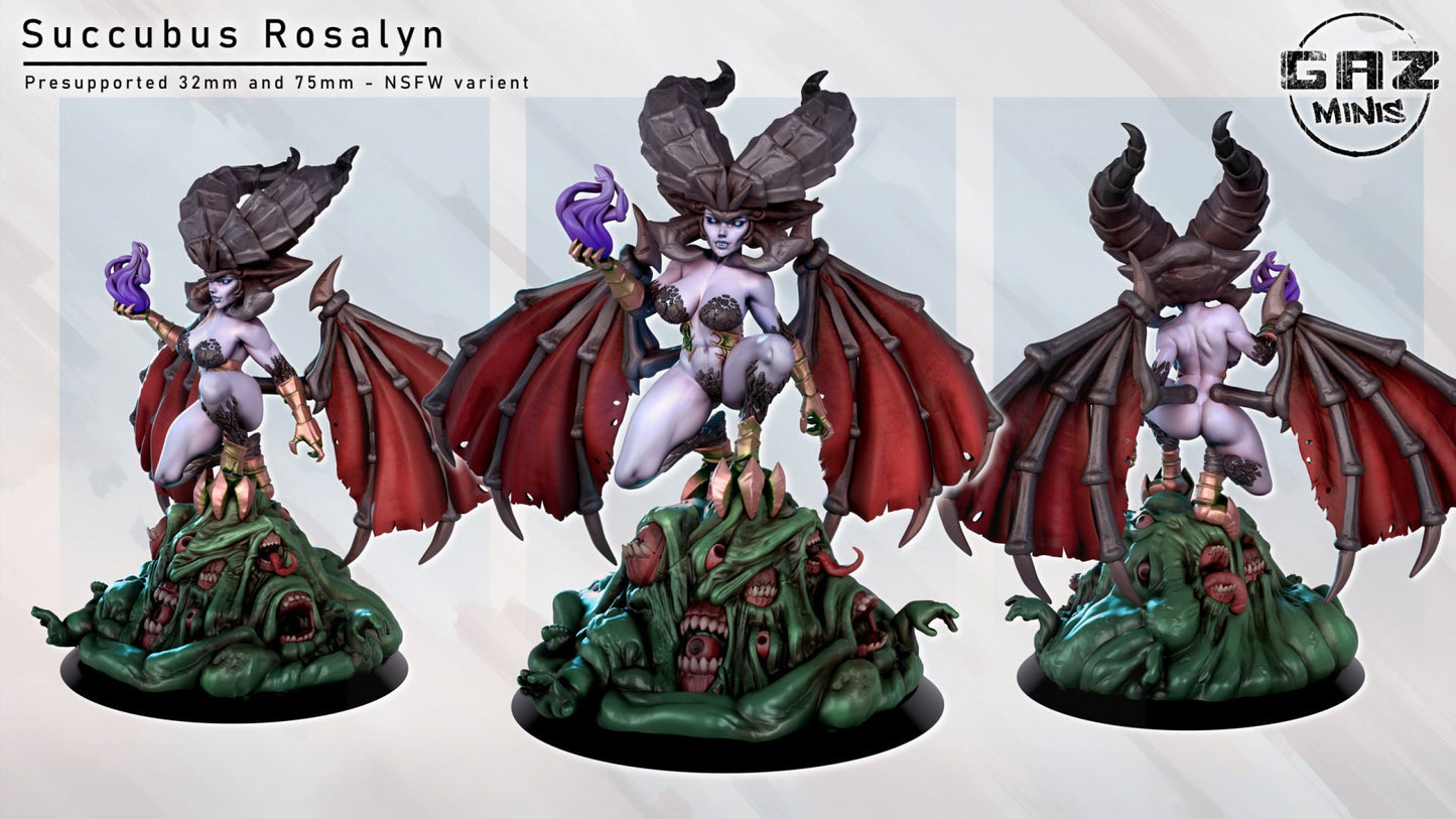 Succubus Rosalyn | NSFW Option | Medium | 32mm or 75mm Scale | Gaz Minis | Dungeons and Dragons | TTRPG | Miniature