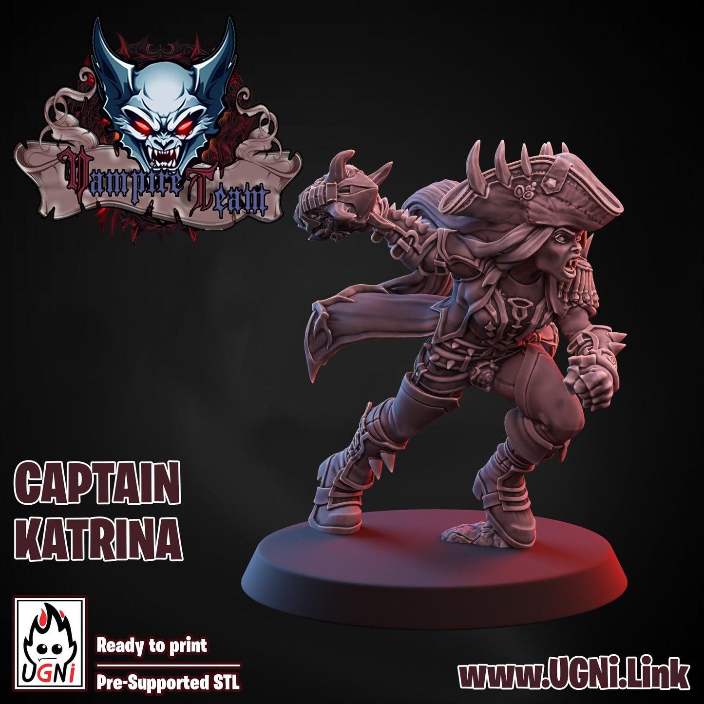 Vampire Captain Runner | Vampire Team | Star Player | Undead | Fantasy Football | Ugni Miniatures