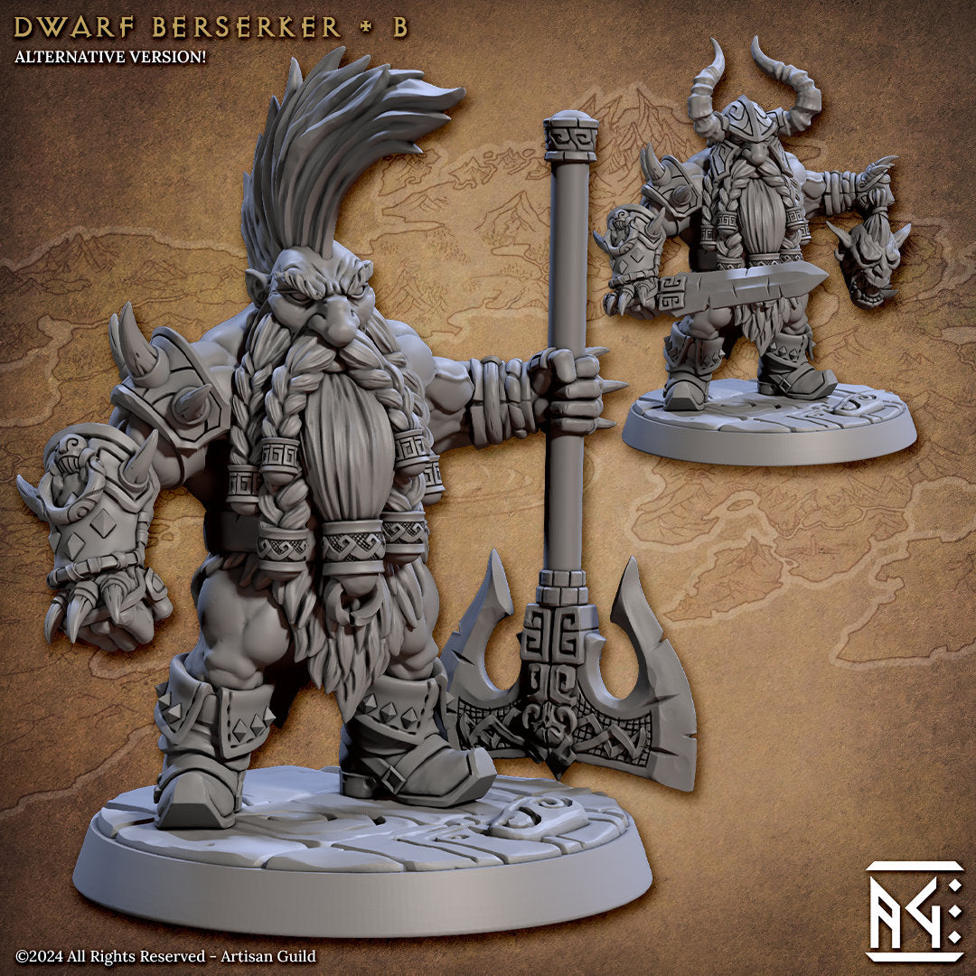 Dwarven Berserkers | Medium | 32mm | The Quest for Goldvein | Artisan Guild | Dungeons and Dragons | Slayer | Hero Character