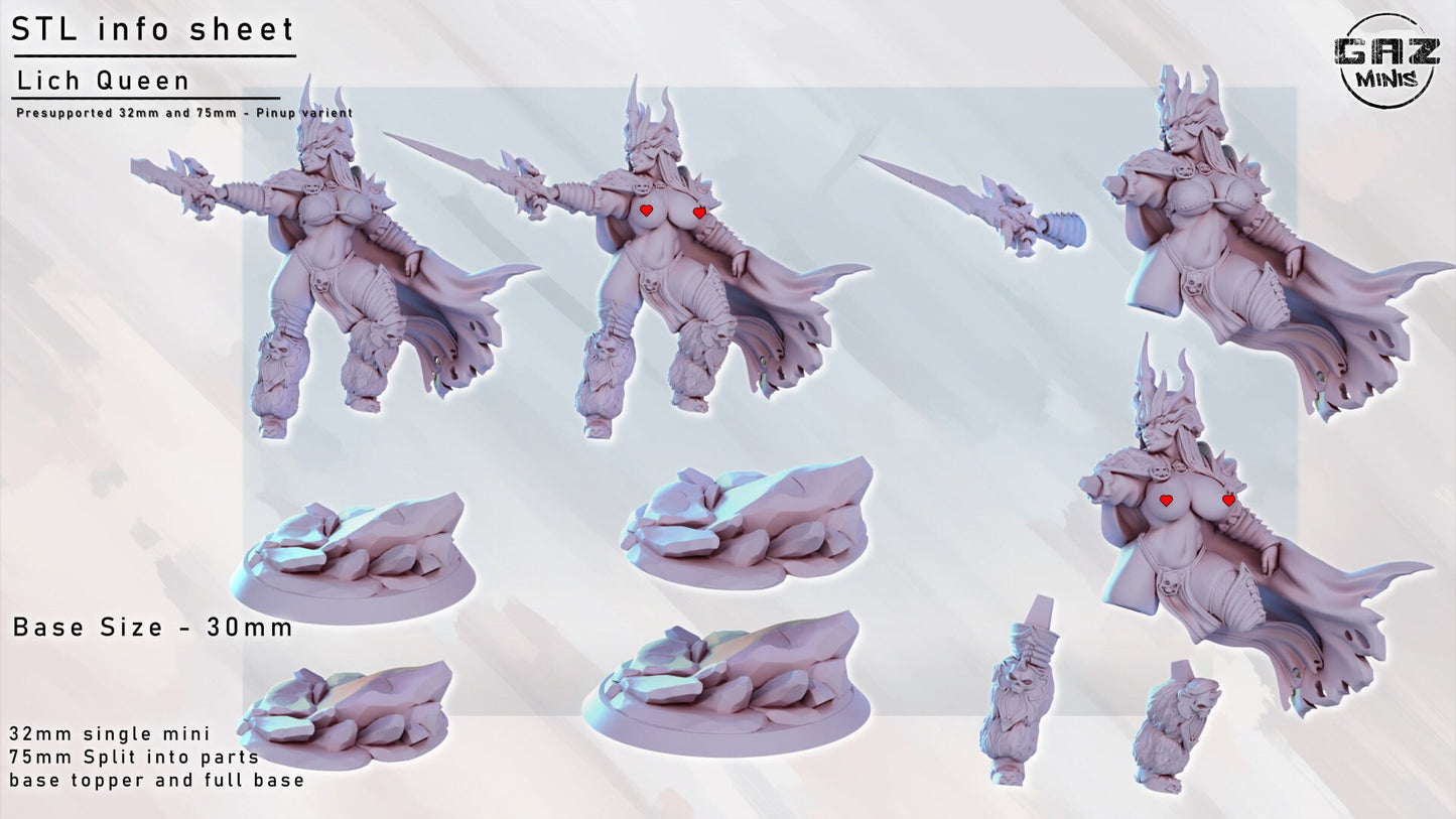 Lich Queen | NSFW Option | Medium | 32mm or 75mm Scale | Gaz Minis | Dungeons and Dragons | TTRPG | Miniature