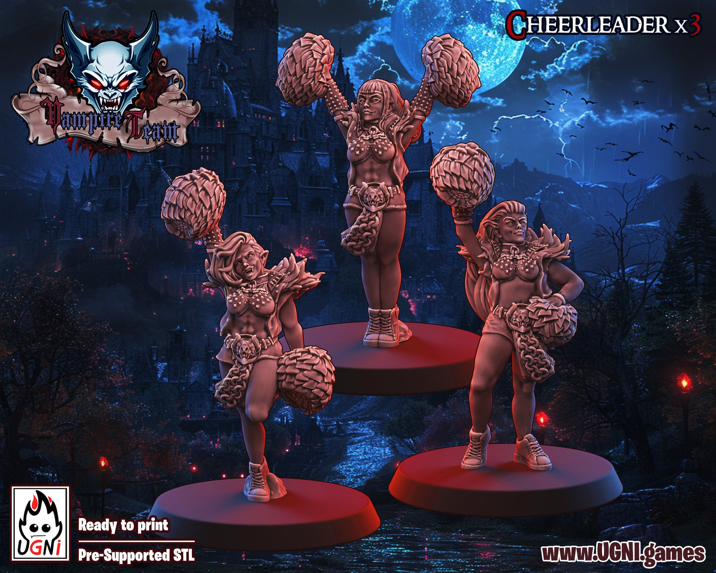 Vampire Cheerleaders | Vampire Team | Star Player | Undead | Fantasy Football | Ugni Miniatures