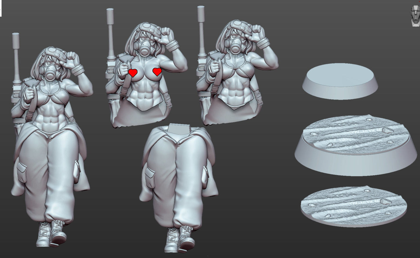Krenzia | Military GIrl | NSFW Option | Medium | 32/75mm Scale | Gaz Minis | Dungeons and Dragons | TTRPG | Miniature | Wasteland Survivor