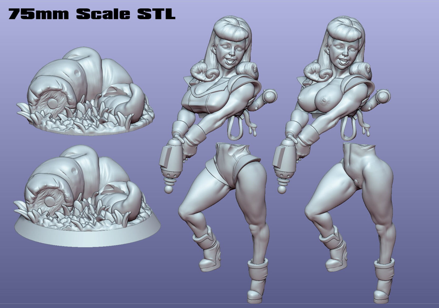 Stella Starlight | NSFW Option | Medium | 32/75mm Scale | Gaz Minis | Dungeons and Dragons | TTRPG | Miniature | Gunslinger | Space Warrior