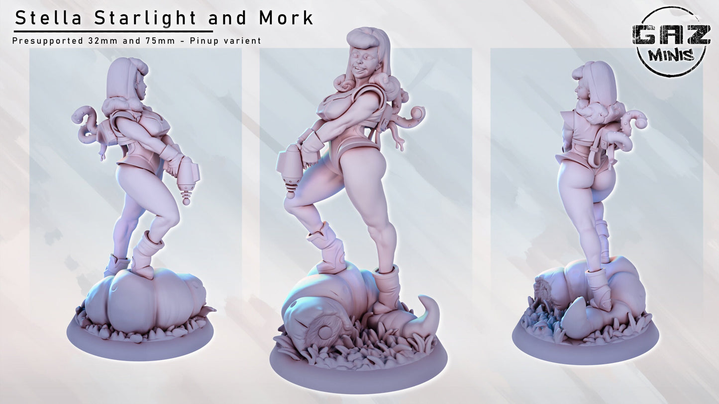 Stella Starlight | NSFW Option | Medium | 32/75mm Scale | Gaz Minis | Dungeons and Dragons | TTRPG | Miniature | Gunslinger | Space Warrior