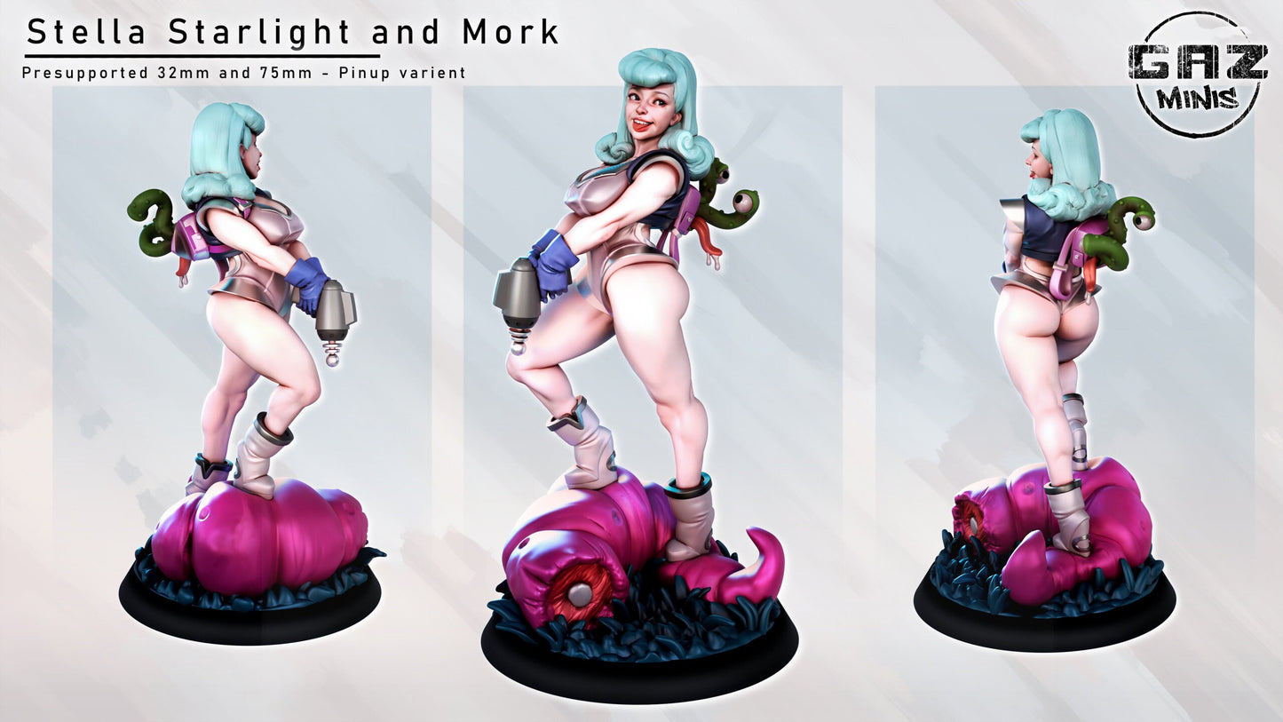 Stella Starlight | NSFW Option | Medium | 32/75mm Scale | Gaz Minis | Dungeons and Dragons | TTRPG | Miniature | Gunslinger | Space Warrior