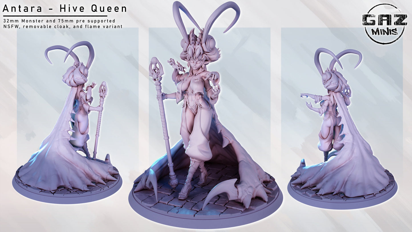 Antara | Hive Queen | NSFW Option | Medium | 32mm or 75mm Scale | Gaz Minis | Dungeons and Dragons | TTRPG | Miniature