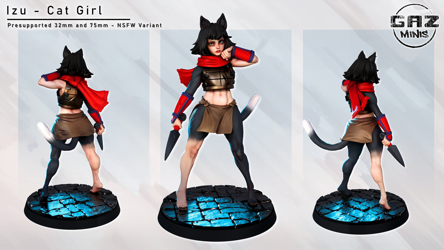 Izu | Cat Girl | NSFW Option | Medium | 32mm or 75mm Scale | Gaz Minis | Dungeons and Dragons | TTRPG | Miniature