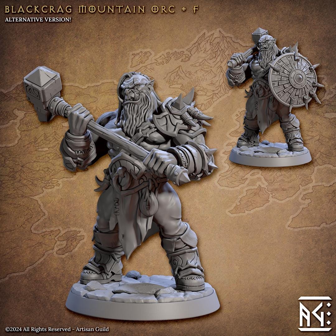 Blackcrag Orcs | Medium | 32mm | Artisan Guild | Blackcrag Orcs | Dungeons and Dragons | Encounter Miniatures | 8k Resin Print Quality