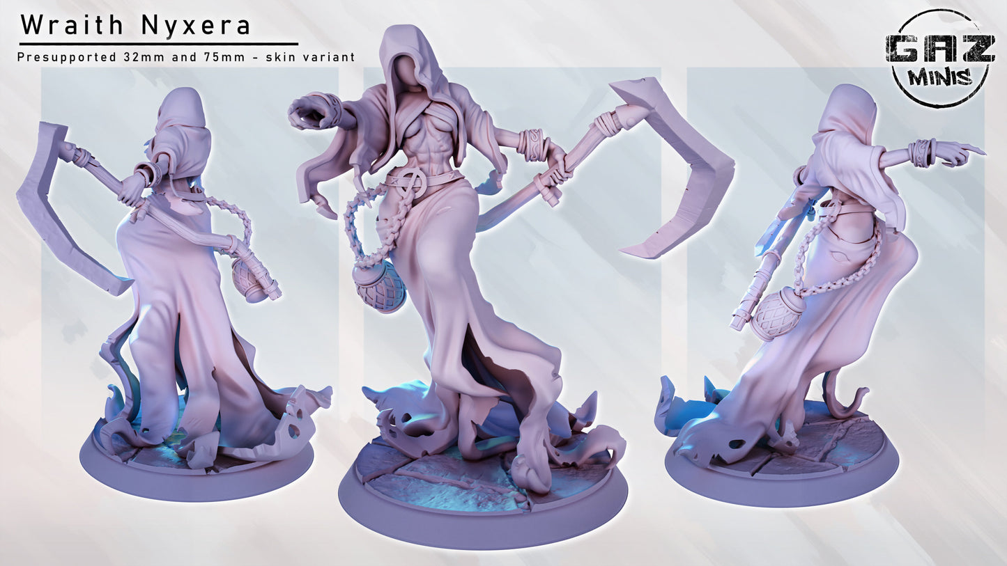 Nyxera | Wraith | Reaper | Medium | 32mm or 75mm Scale | Gaz Minis | Dungeons and Dragons | TTRPG | Miniature