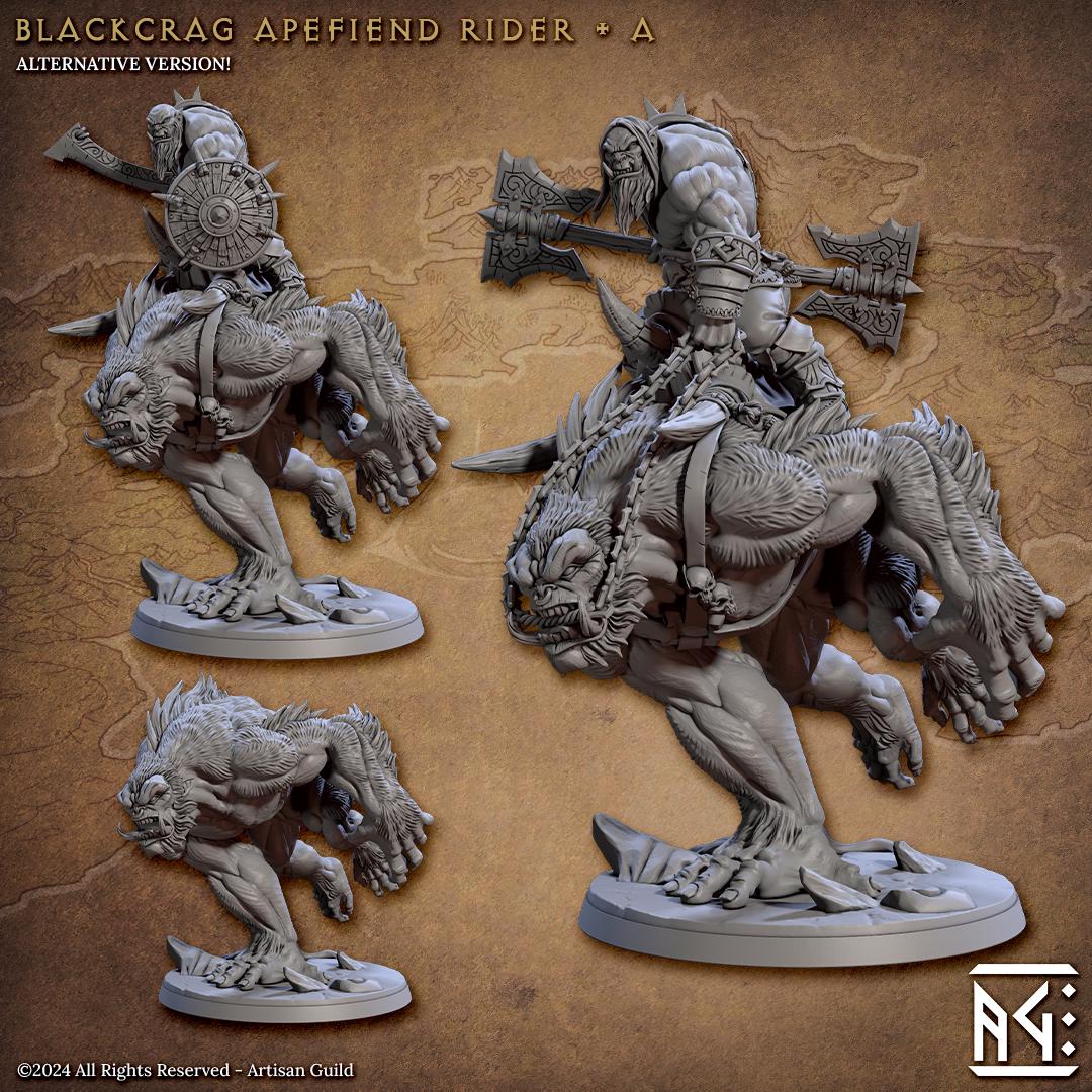 Apefiend Riders | 4 Variations | 50mm Base | 32mm | Artisan Guild | Blackcrag Orcs | 8k Resin Quality | Girallon | Giant Ape