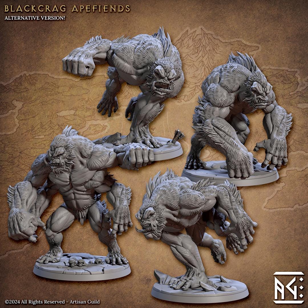 Apefiend Riders | 4 Variations | 50mm Base | 32mm | Artisan Guild | Blackcrag Orcs | 8k Resin Quality | Girallon | Giant Ape