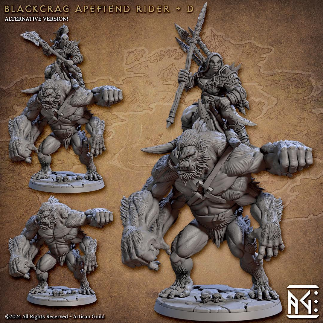 Apefiend Riders | 4 Variations | 50mm Base | 32mm | Artisan Guild | Blackcrag Orcs | 8k Resin Quality | Girallon | Giant Ape