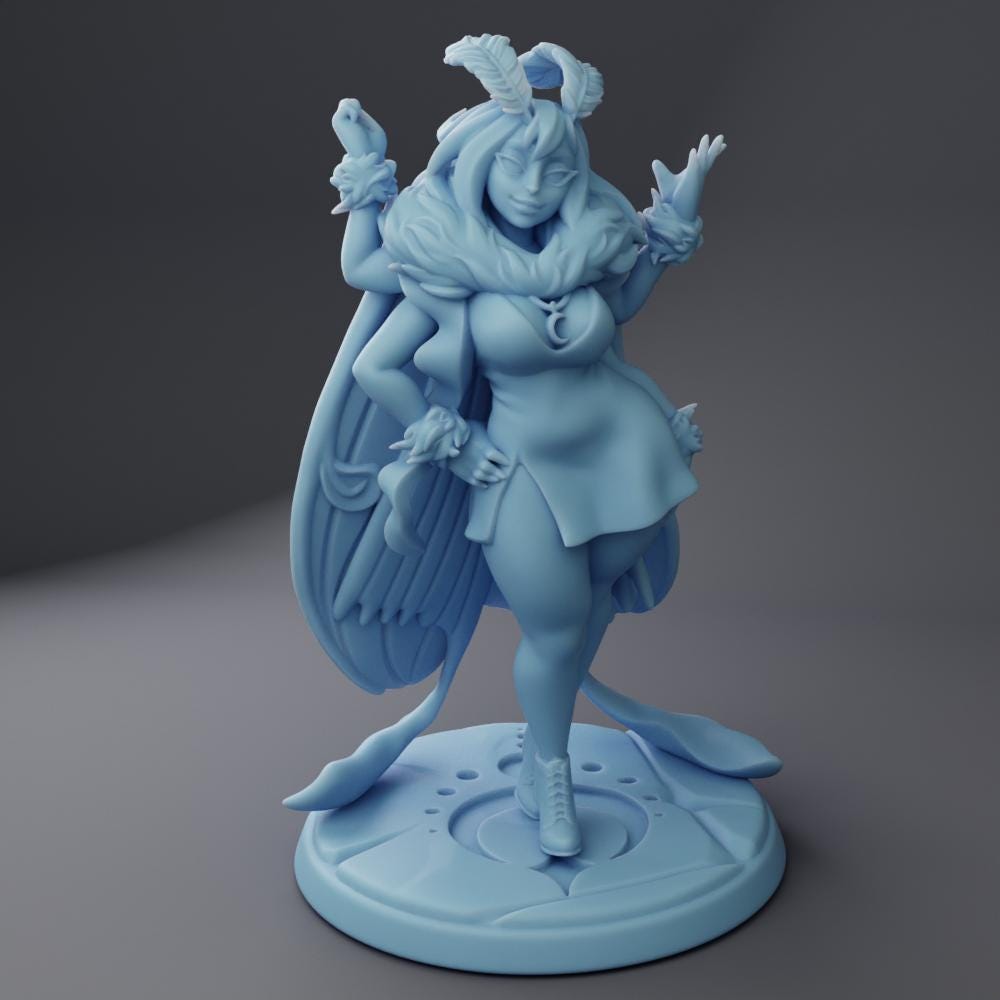 Moth Girl | Elusive Enchantress | Medium | Reforged | Twin Goddess Miniatures | Dungeons and Dragons | TTRPG | Pathfinder | Warlock | Mage