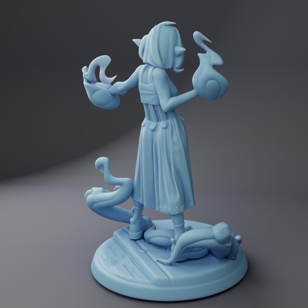 Nel Hexxer | Elven Warlock | Medium | 32mm | Twin Goddess Miniatures | Dungeons and Dragons | Pathfinder | TTRPG