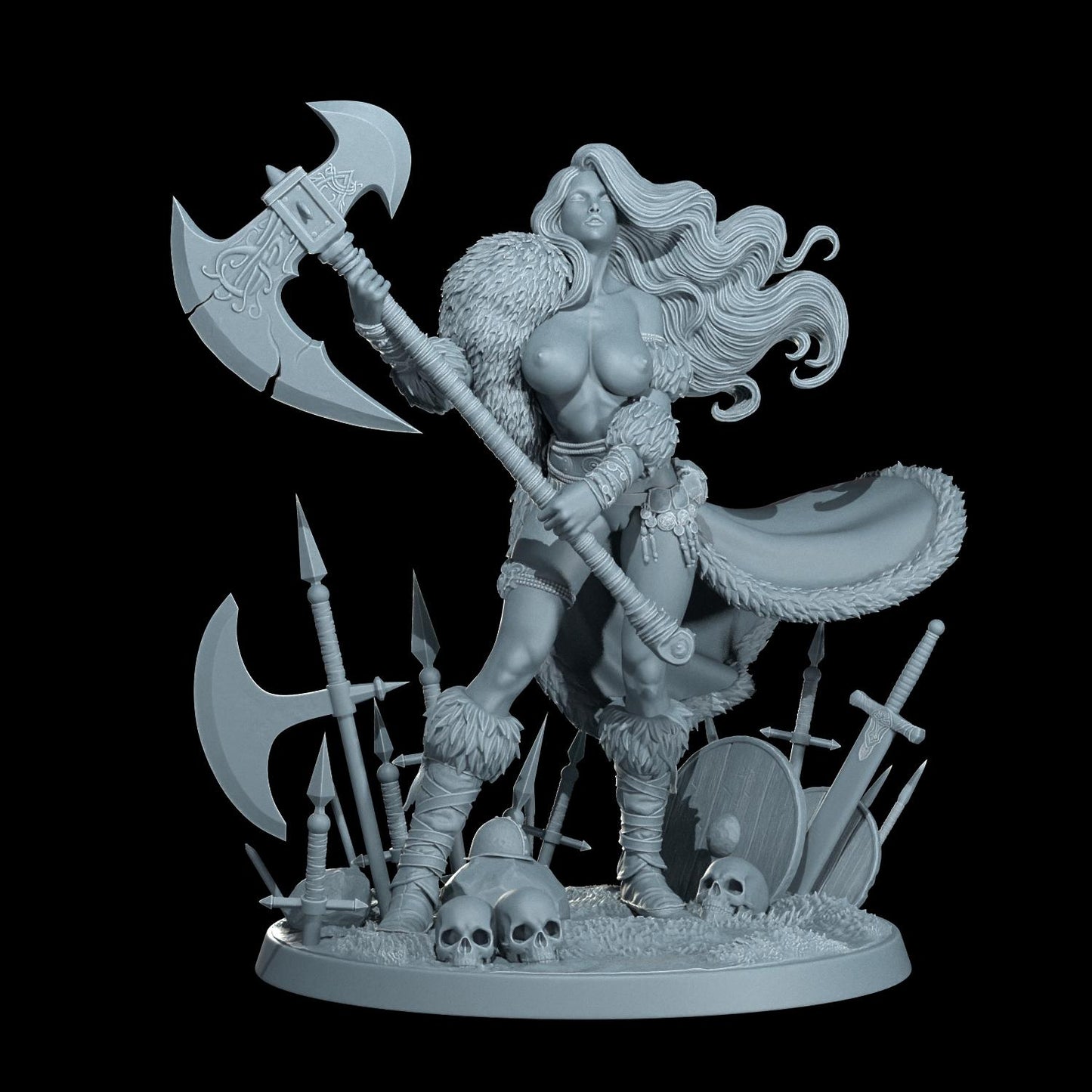 Ingrid Frostaxe | 75mm Scale | Pinup Model | NSFW Options Barbarian Savage Souls | Dungeons and Dragons | TTRPG | Castor Miniatures