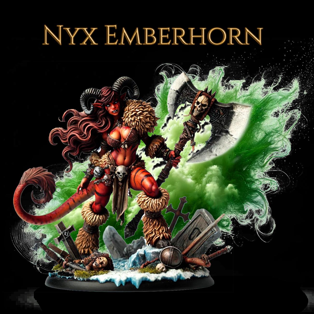 Nyx Emberhorn | 75mm Scale | Pinup Model | NSFW Options | Barbarian Savage Souls | Dungeons and Dragons | TTRPG | Castor Miniatures