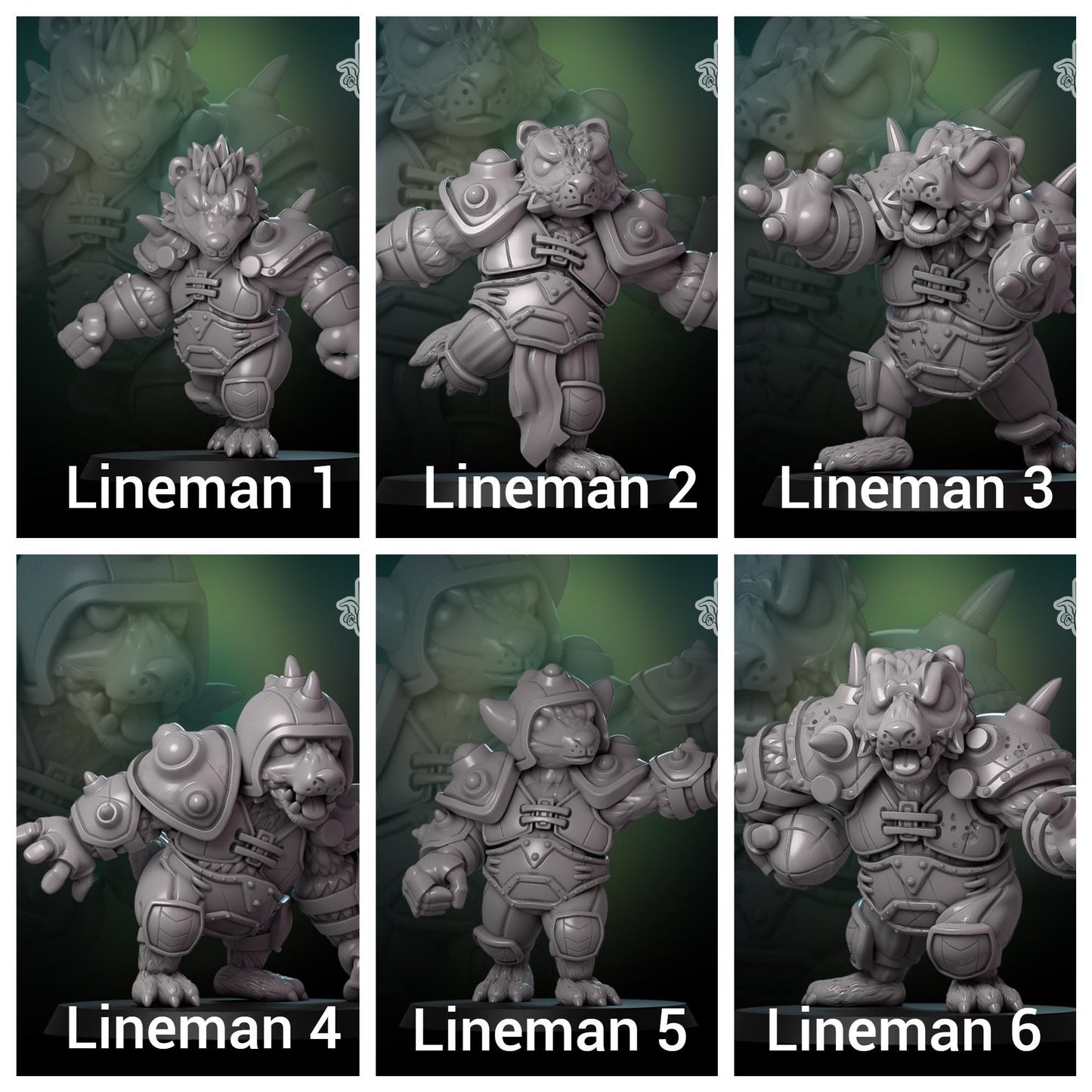 Brawlin' Badgers | Orc Team | 20 Models | Fantasy Football | Dice Heads | Badger themed team | Great for Children | Chibi