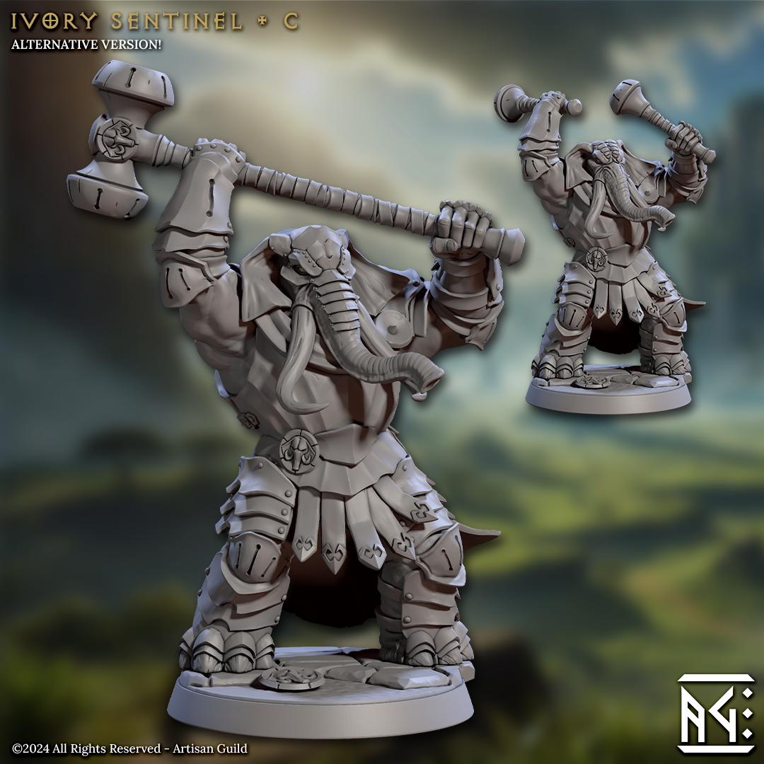 Loxodon Sentinels | 32mm | M | Loxodon Paladin | Elephorim Ivory Sentinels | Artisan Guild | Dungeons and Dragons | TTRPG
