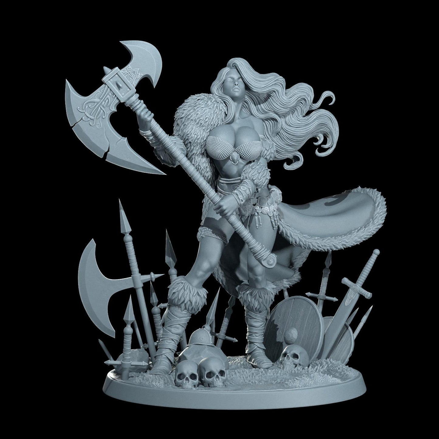 Ingrid Frostaxe | 75mm Scale | Pinup Model | NSFW Options Barbarian Savage Souls | Dungeons and Dragons | TTRPG | Castor Miniatures