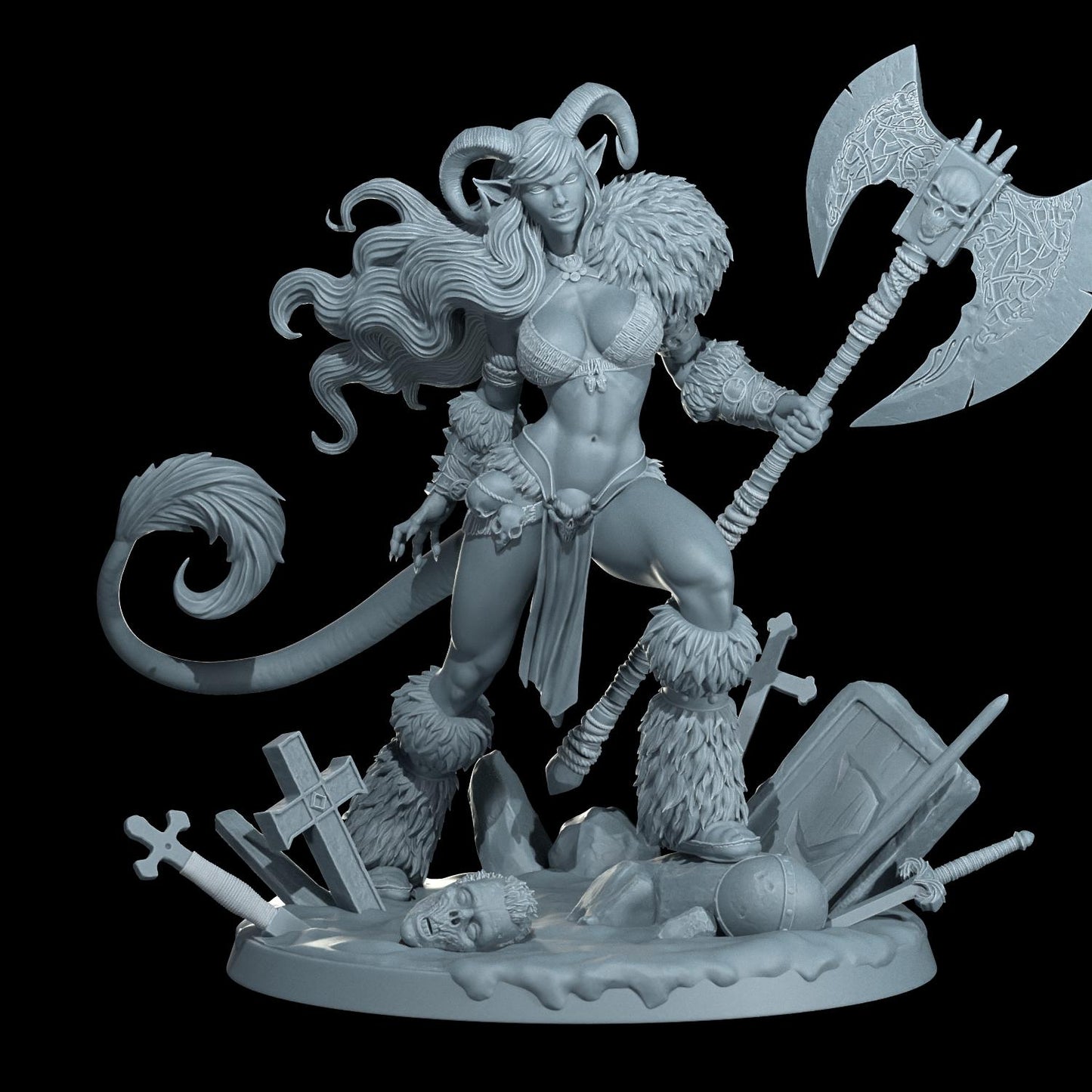 Nyx Emberhorn | 75mm Scale | Pinup Model | NSFW Options | Barbarian Savage Souls | Dungeons and Dragons | TTRPG | Castor Miniatures