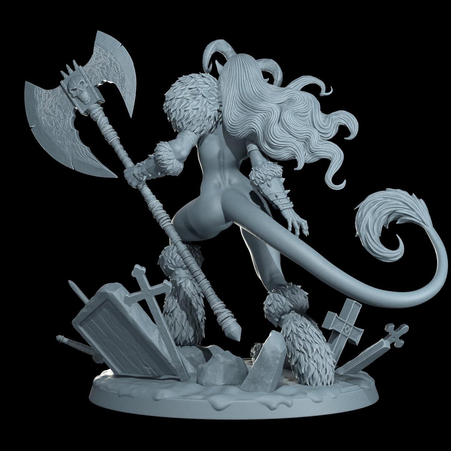 Nyx Emberhorn | 75mm Scale | Pinup Model | NSFW Options | Barbarian Savage Souls | Dungeons and Dragons | TTRPG | Castor Miniatures