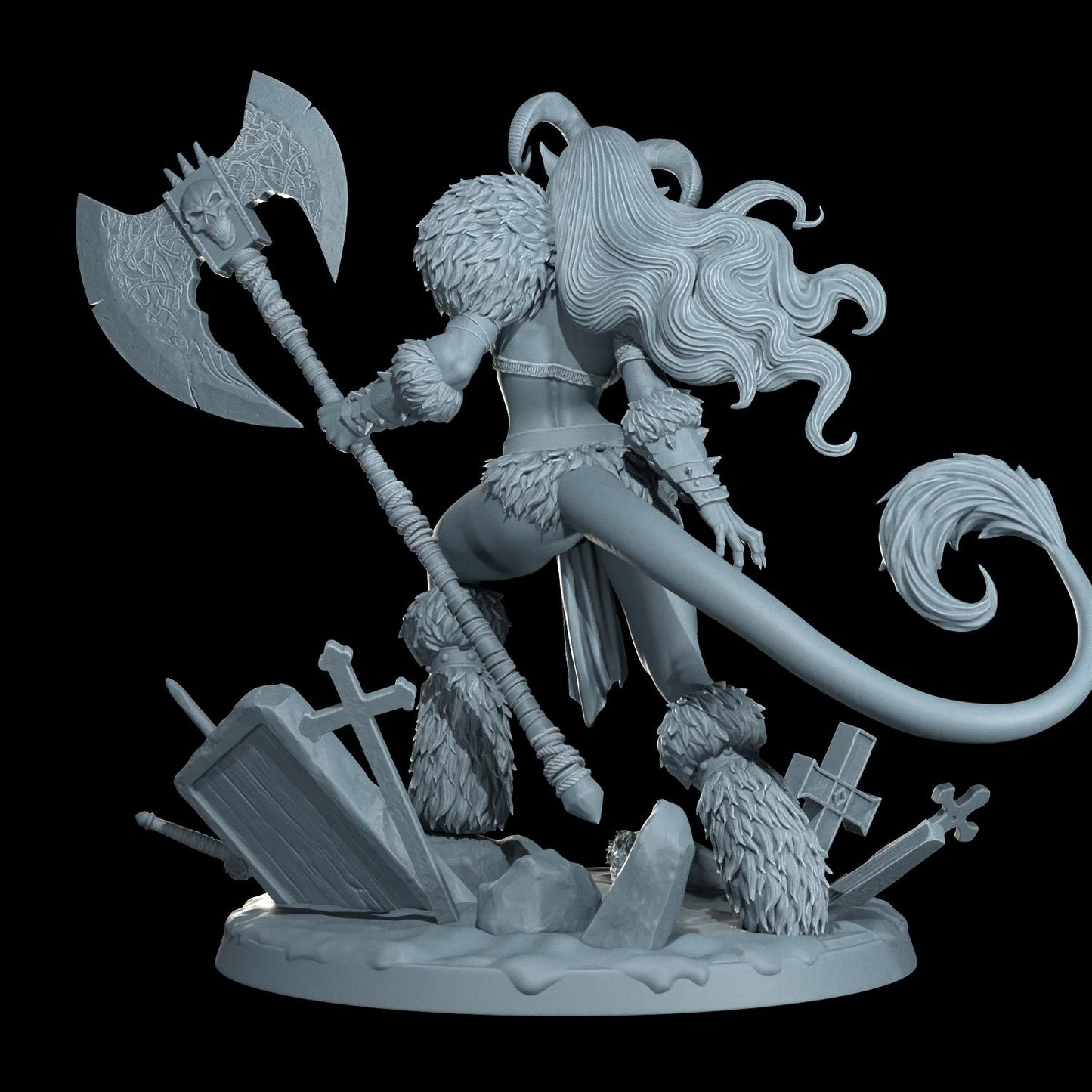 Nyx Emberhorn | 75mm Scale | Pinup Model | NSFW Options | Barbarian Savage Souls | Dungeons and Dragons | TTRPG | Castor Miniatures