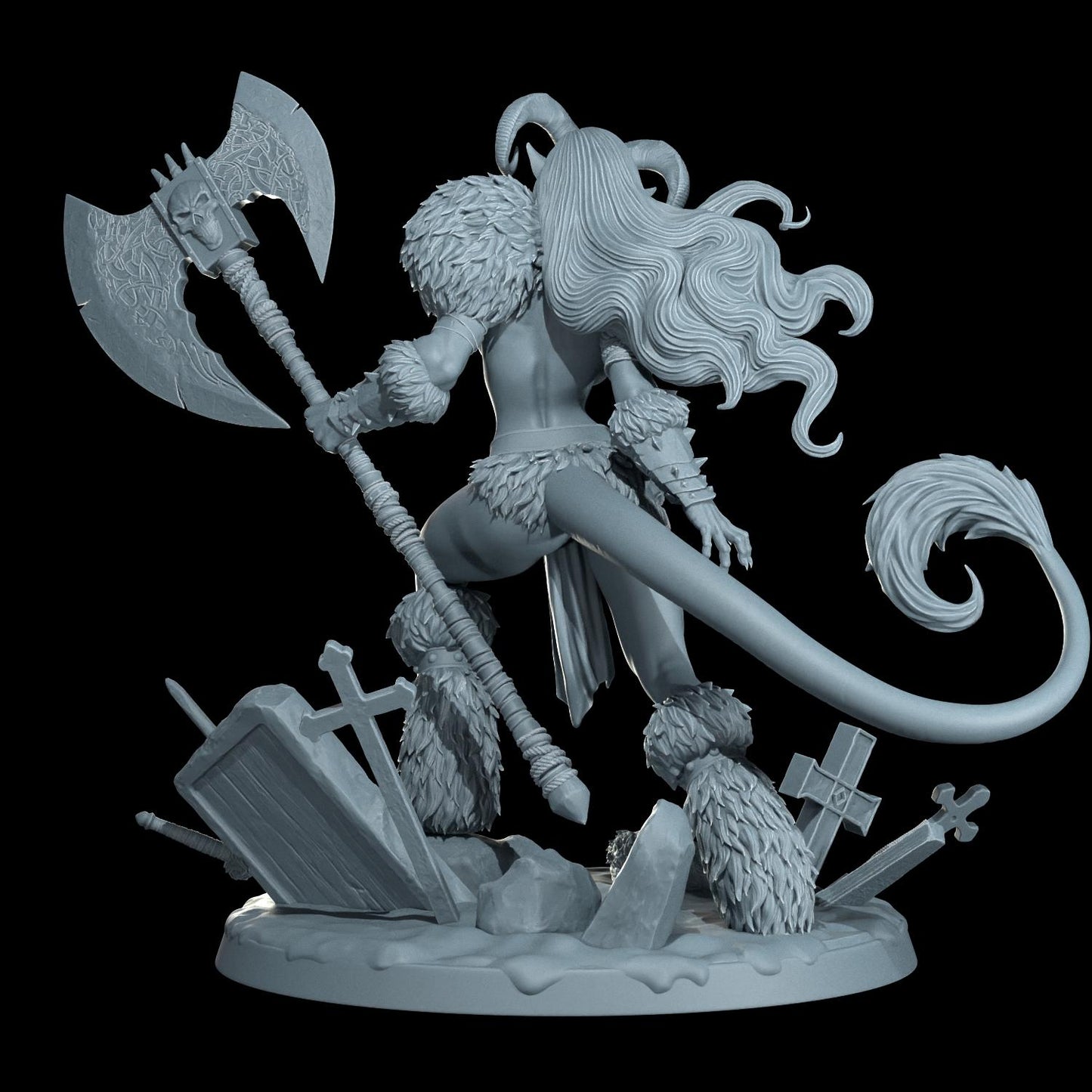 Nyx Emberhorn | 75mm Scale | Pinup Model | NSFW Options | Barbarian Savage Souls | Dungeons and Dragons | TTRPG | Castor Miniatures