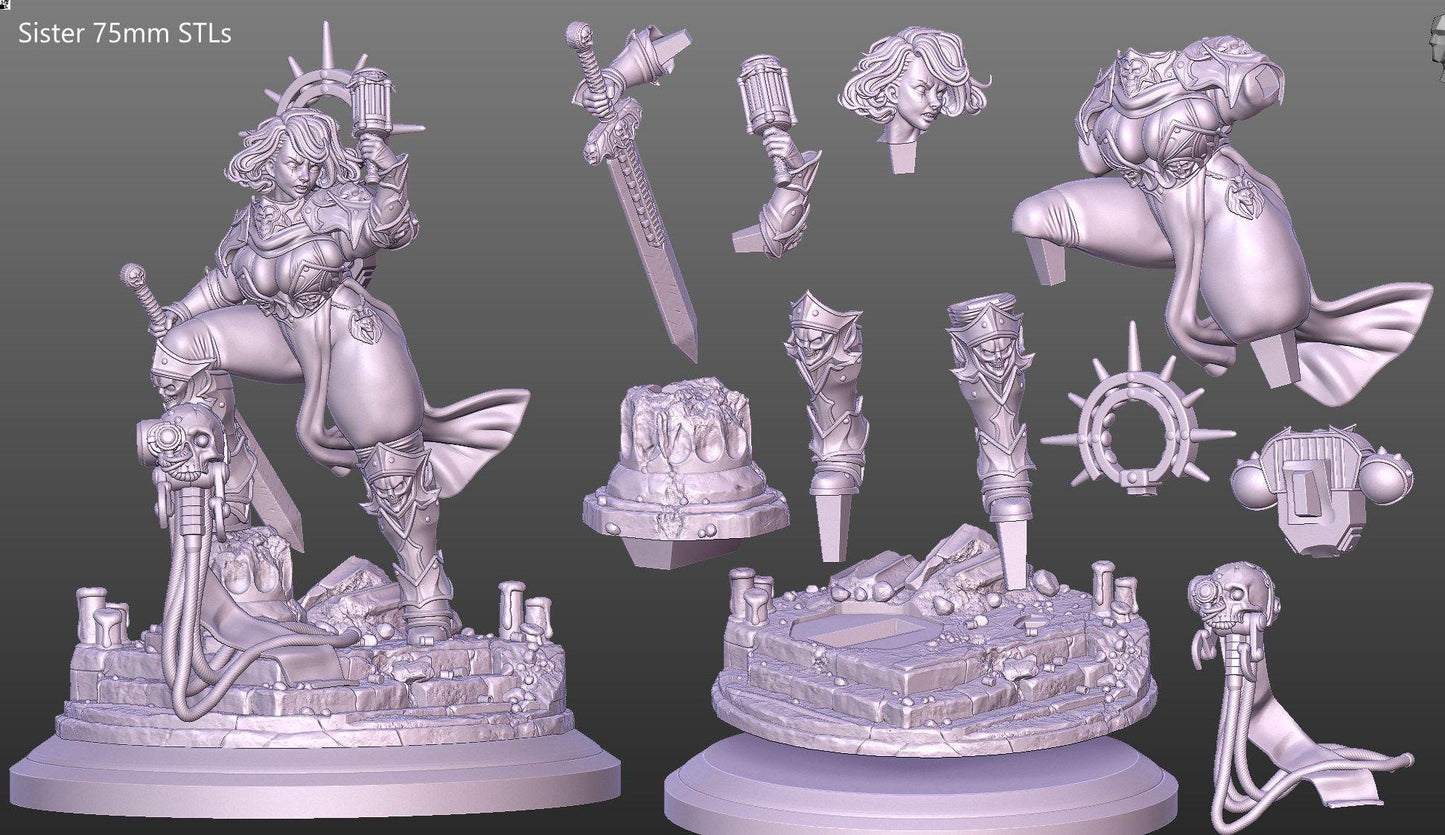 Sisters Formosa | NSFW Option | Medium | 32/75mm Scale | Gaz Minis | Dungeons and Dragons | TTRPG | Miniature | Paladin | Knight