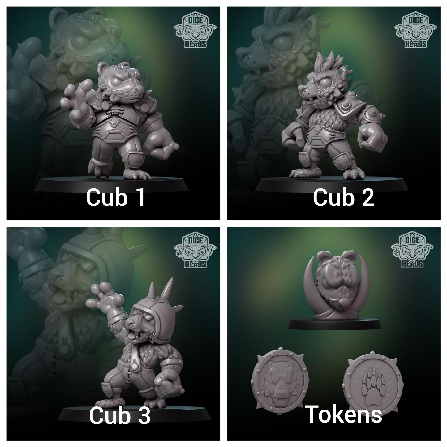 Brawlin' Badgers | Orc Team | 20 Models | Fantasy Football | Dice Heads | Badger themed team | Great for Children | Chibi