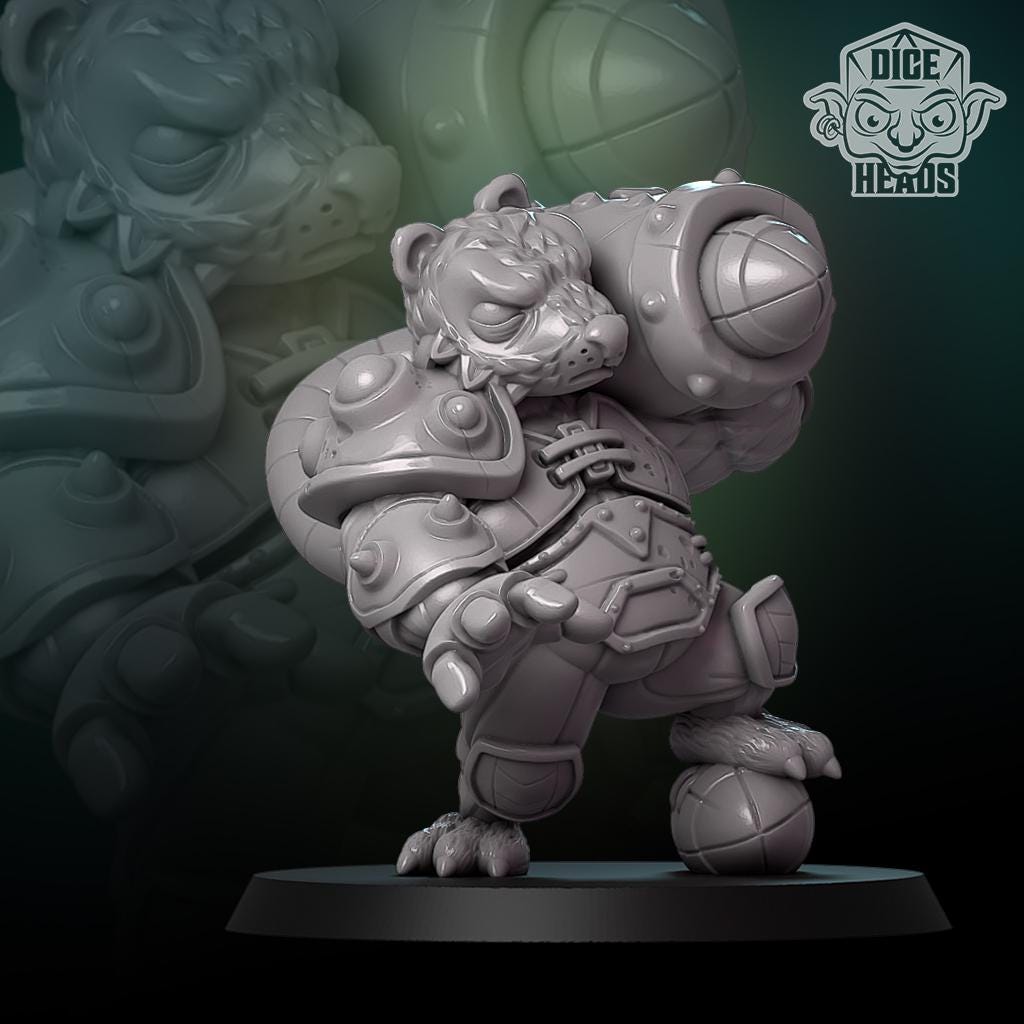Brawlin' Badgers | Orc Team | 20 Models | Fantasy Football | Dice Heads | Badger themed team | Great for Children | Chibi