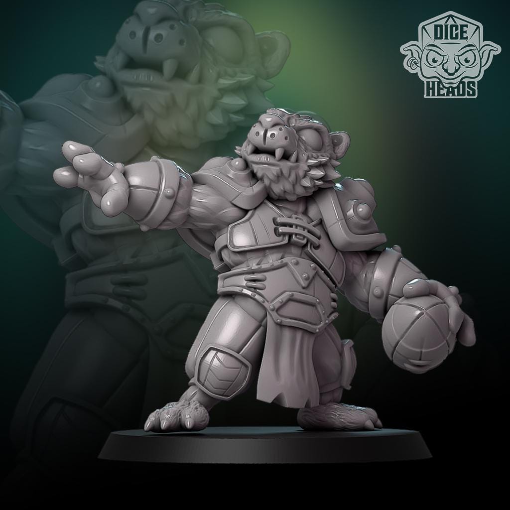 Brawlin' Badgers | Orc Team | 20 Models | Fantasy Football | Dice Heads | Badger themed team | Great for Children | Chibi