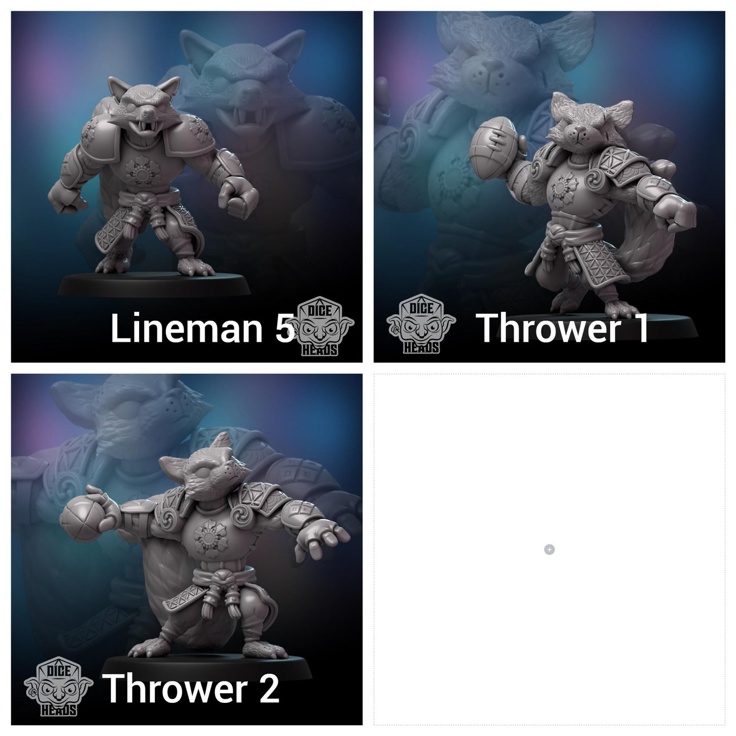 Brawlin' Badgers | Orc Team | 20 Models | Fantasy Football | Dice Heads | Badger themed team | Great for Children | Chibi