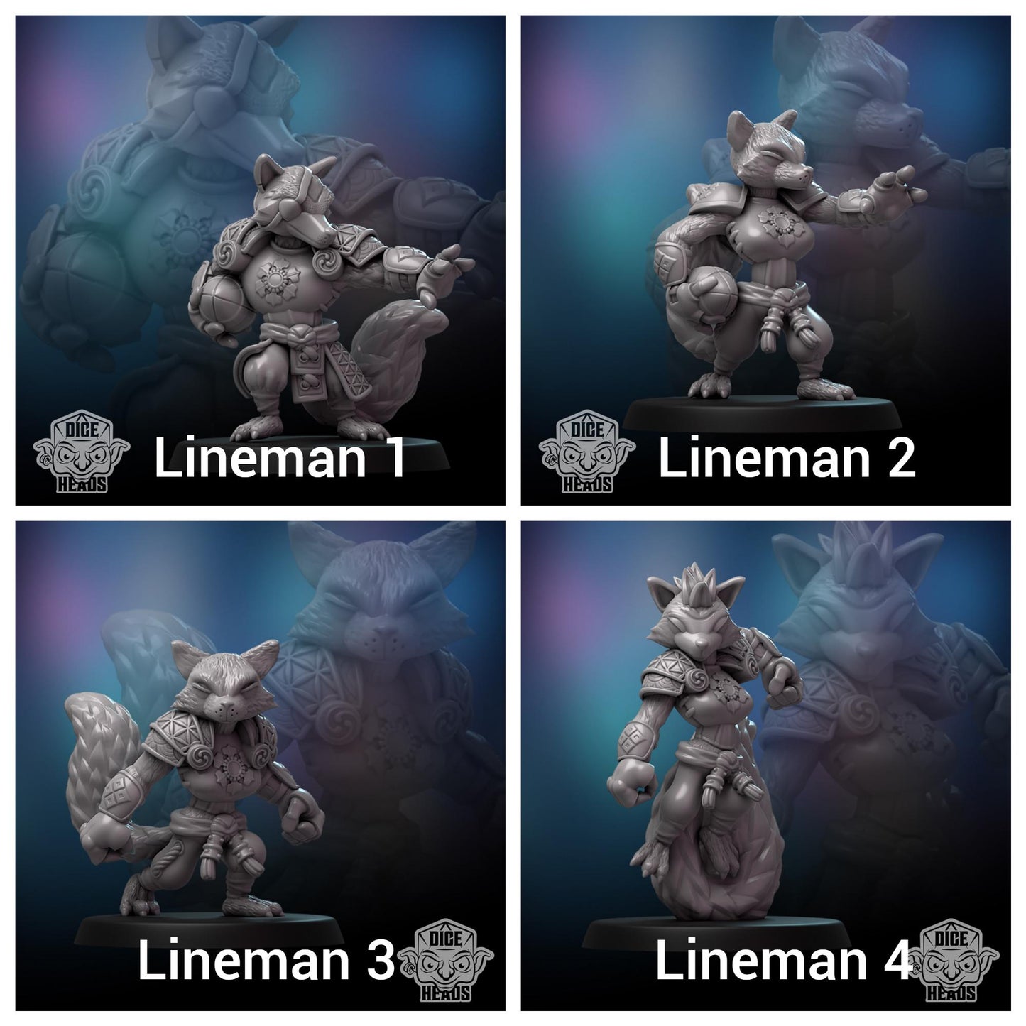 Brawlin' Badgers | Orc Team | 20 Models | Fantasy Football | Dice Heads | Badger themed team | Great for Children | Chibi