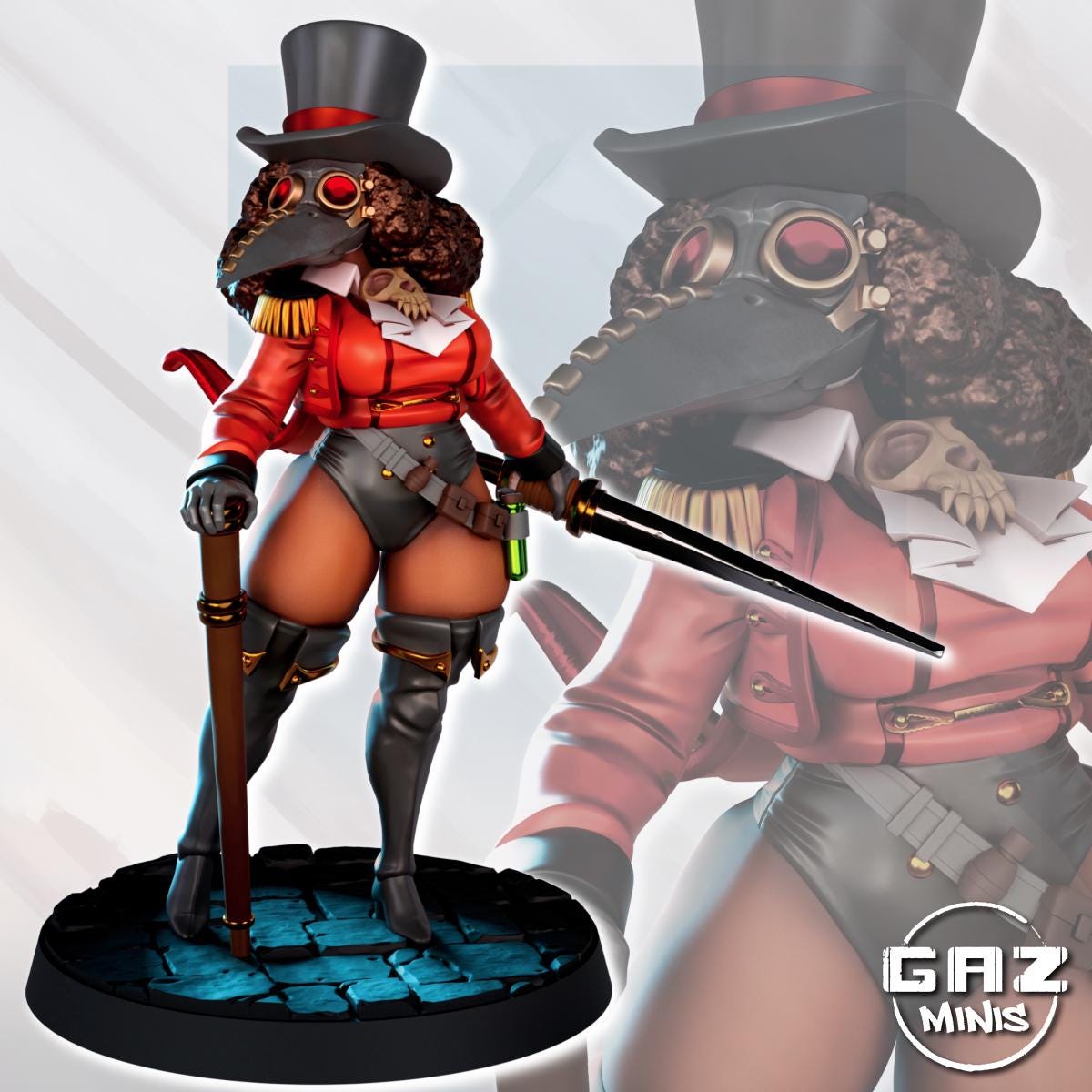 Plague Doctor Ringleader Zarya | Medium | 32mm and 55mm Scale | Gaz Minis | Dungeons and Dragons | TTRPG | Miniature |