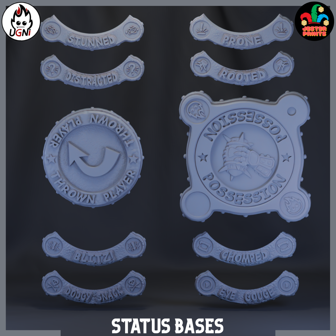 Status Tokens | Ball and Thrown Player Token | Fantasy Football | Ugni Miniatures
