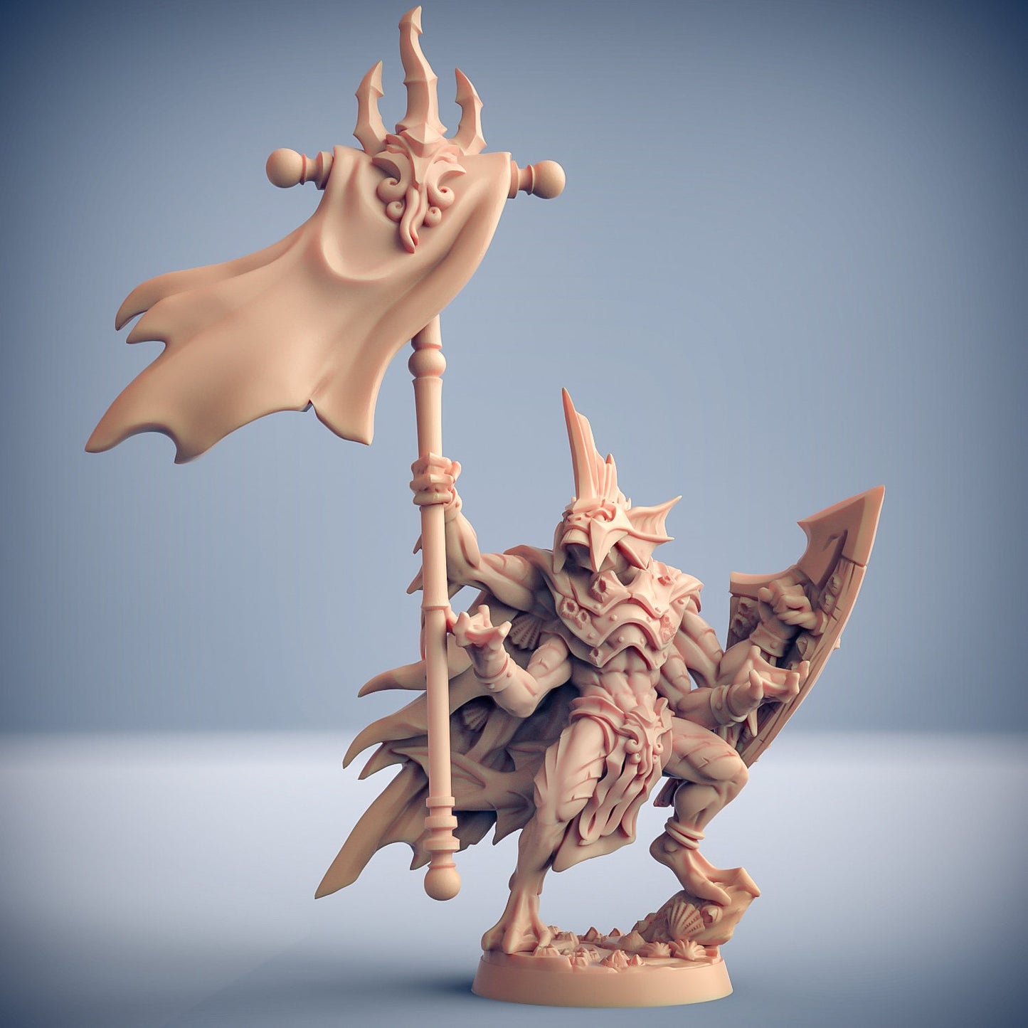 King Osteras on Tide Tyrant (3 options) | Sahaugin | 32mm | 100mm Base | Artisan Guild | Death Tide Jurakin
