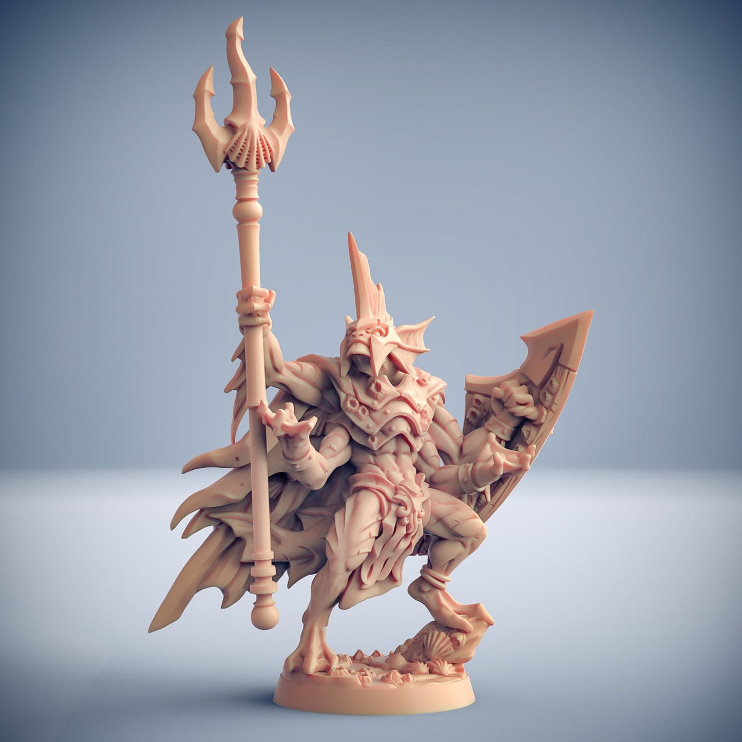 King Osteras on Tide Tyrant (3 options) | Sahaugin | 32mm | 100mm Base | Artisan Guild | Death Tide Jurakin